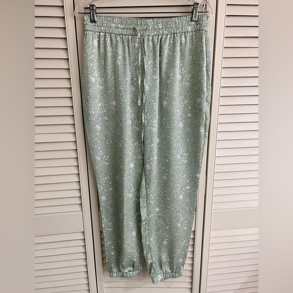 Green Satin joggers